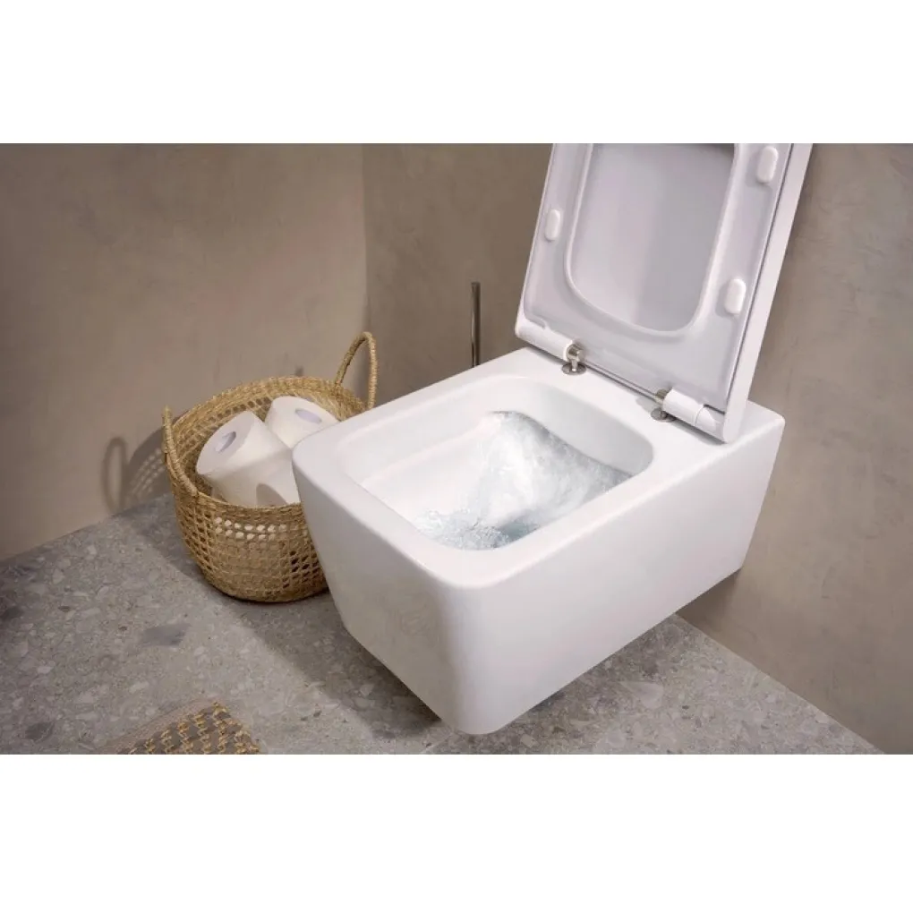 Унитаз подвесной с крышкой Hansgrohe EluPura Q 540 безободочный с сиденьем Soft Close белый (60194450+60150450)- Фото 3
