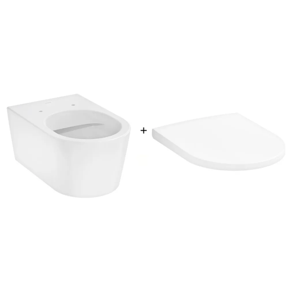 Унитаз подвесной с крышкой Hansgrohe EluPura S 540 безободочный с сиденьем Soft Close белый (60193450+60148450)- Фото 2