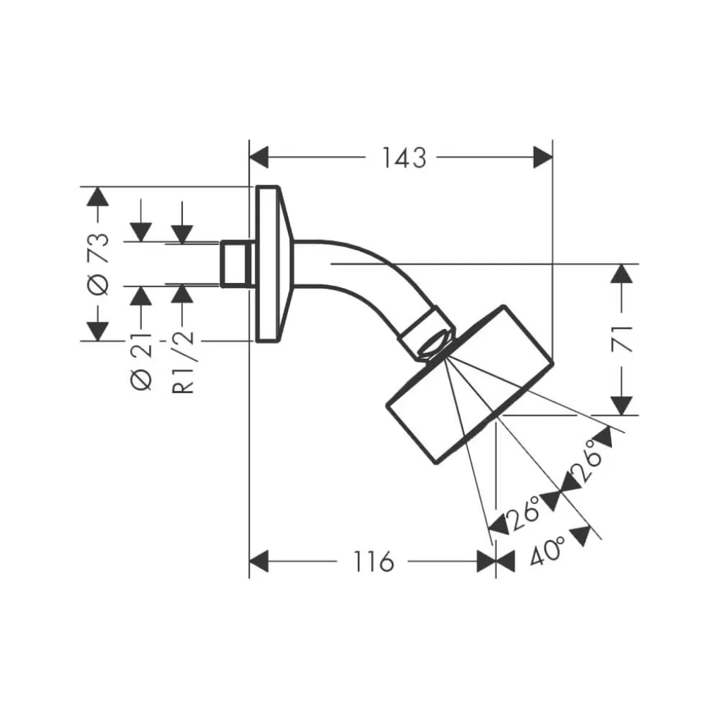 Верхний душ Axor One 75 1 с кронштейном черный (48490670)- Фото 2