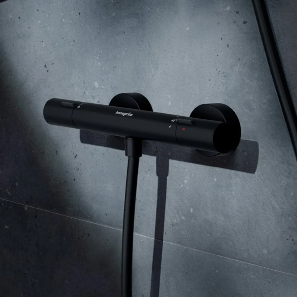 Змішувач для душу Hansgrohe Ecostat Fine з термостатом чорний матовий (13324670)- Фото 2