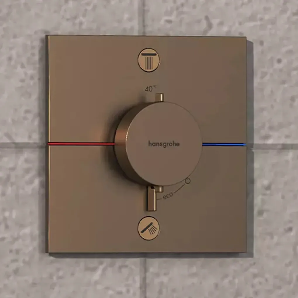Смеситель для душа Hansgrohe ShowerSelect Comfort E с термостатом на 2 потребителя шлифованная бронза (15572140)- Фото 2
