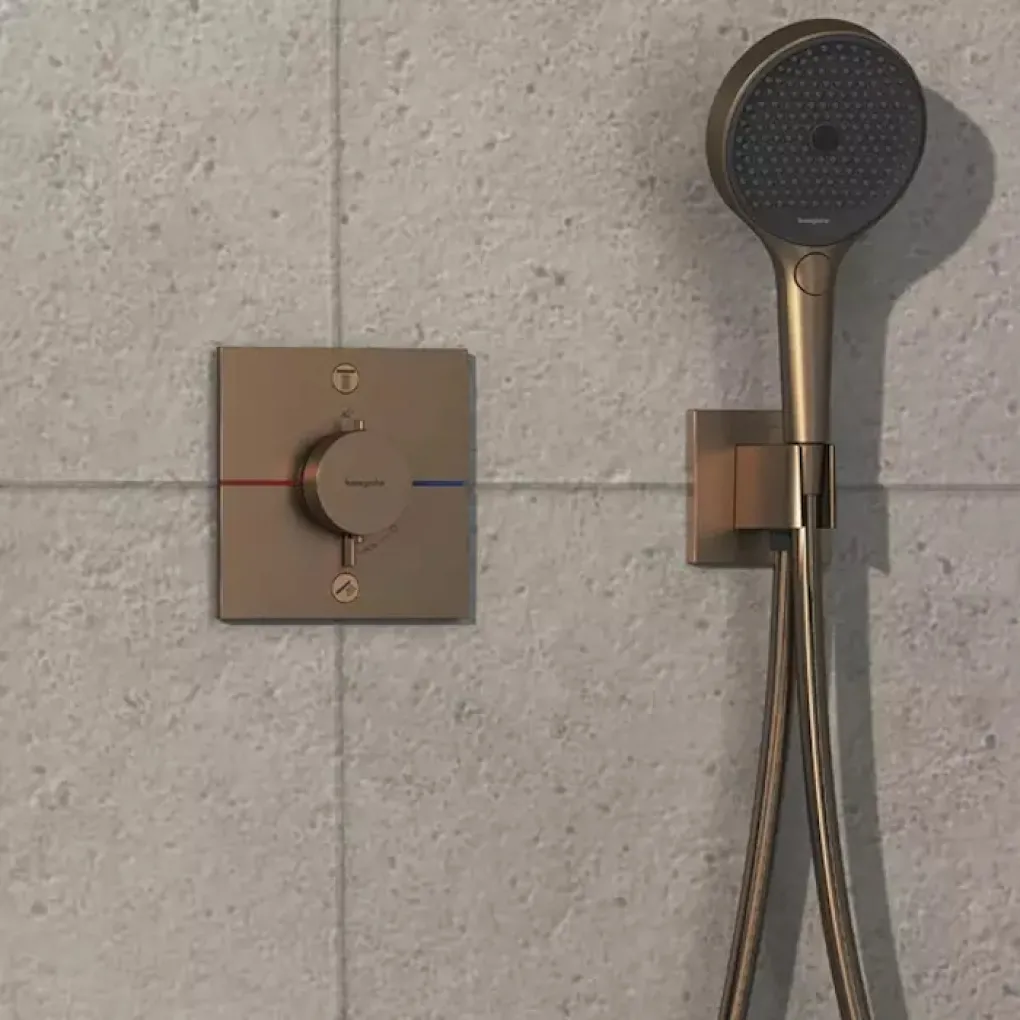 Смеситель для душа Hansgrohe ShowerSelect Comfort E с термостатом на 2 потребителя шлифованная бронза (15572140)- Фото 3