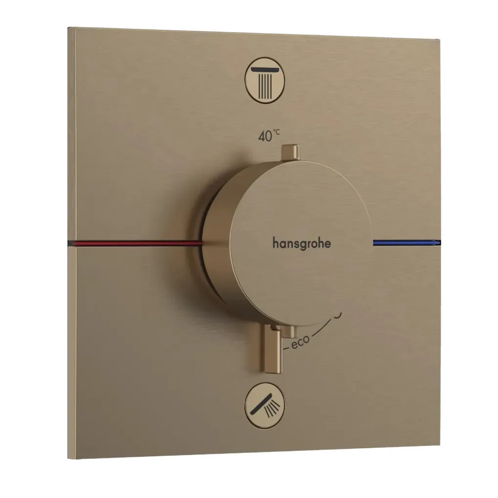 Смеситель для душа Hansgrohe ShowerSelect Comfort E с термостатом на 2 потребителя шлифованная бронза (15572140)- Фото 1