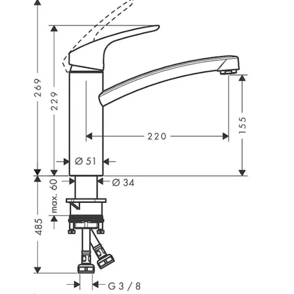 Смеситель для кухни Hansgrohe Focus M41 хром (31816000)- Фото 4