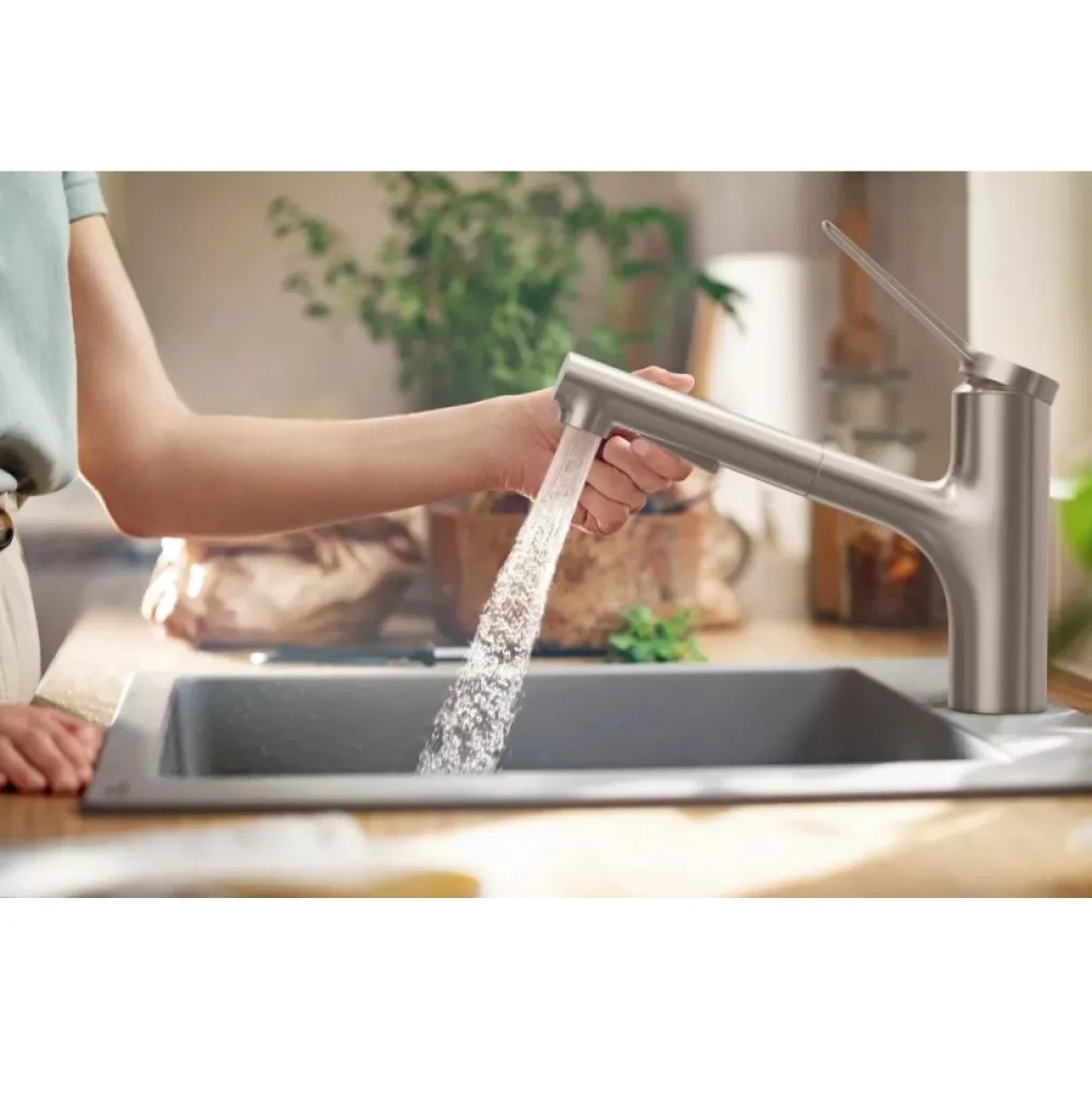 Змішувач для кухні Hansgrohe Zesis M33 з витяжним душем сталь (74801800)- Фото 3