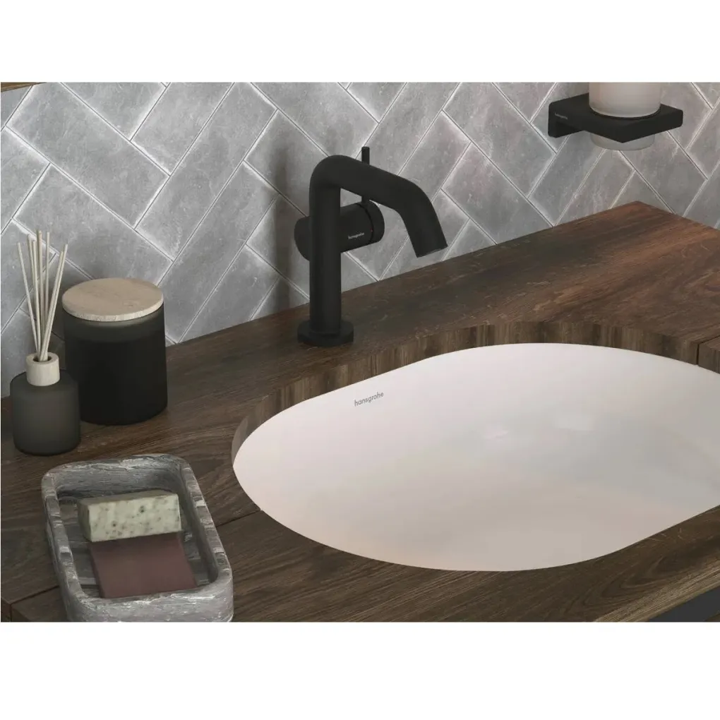 Змішувач для умивальника Hansgrohe Tecturis S CoolStart EcoSmart+ 110 без зливного набору чорний матовий (73321670)- Фото 2