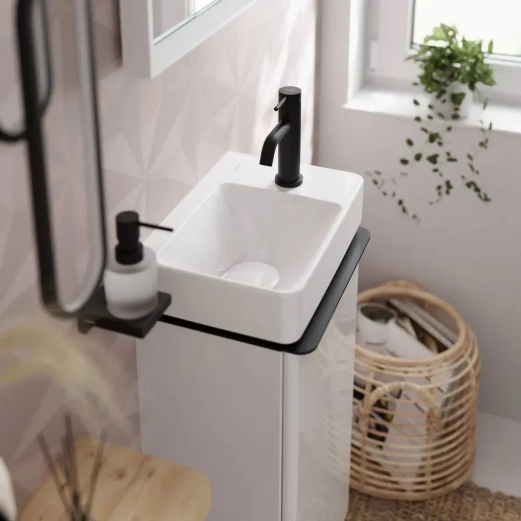 Смеситель для умывальника Hansgrohe Tecturis S CoolStart EcoSmart+ 80 со сливным набором черный матовый (73302670)- Фото 2