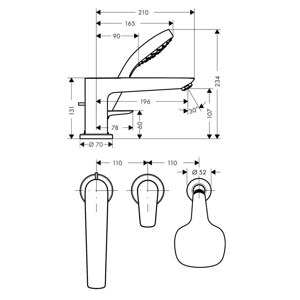 Змішувач Hansgrohe Talis E на борт ванни хром (71731000)- Фото 4