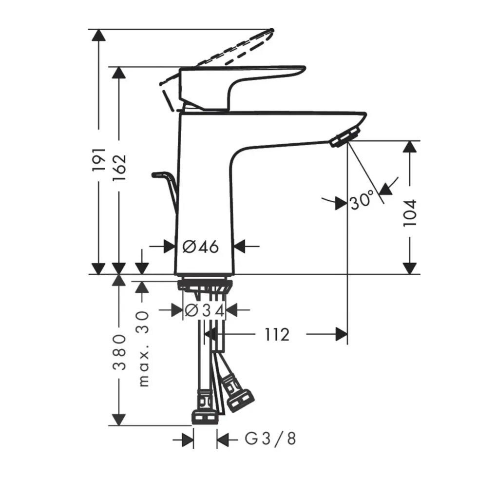 Смеситель для умывальника Hansgrohe Talis E черный матовый хром (71713340)- Фото 4