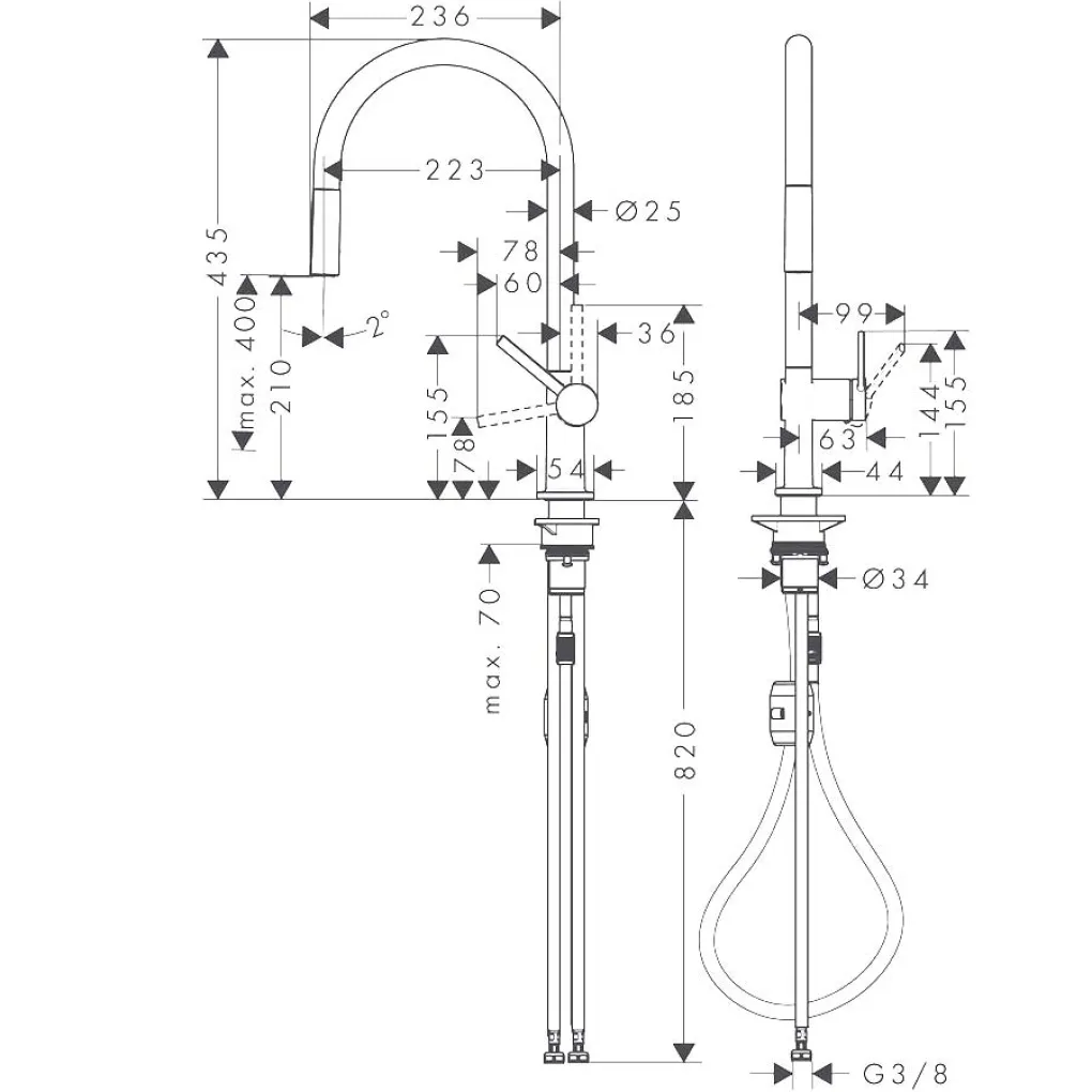 Смеситель для кухни Hansgrohe Talis M54 сталь (72802800)- Фото 2