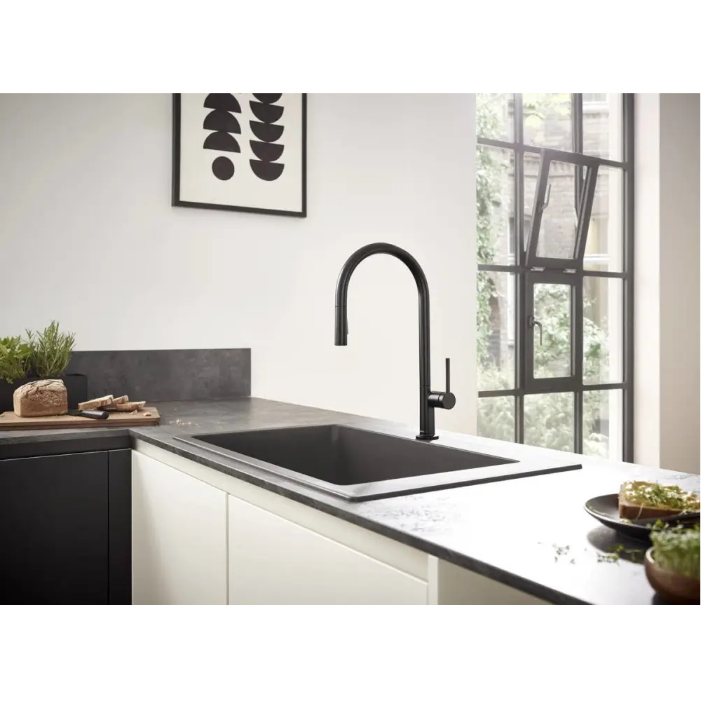 Смеситель для кухни Hansgrohe Talis M54 210 с вытяжным душем черный матовый - Фото 2