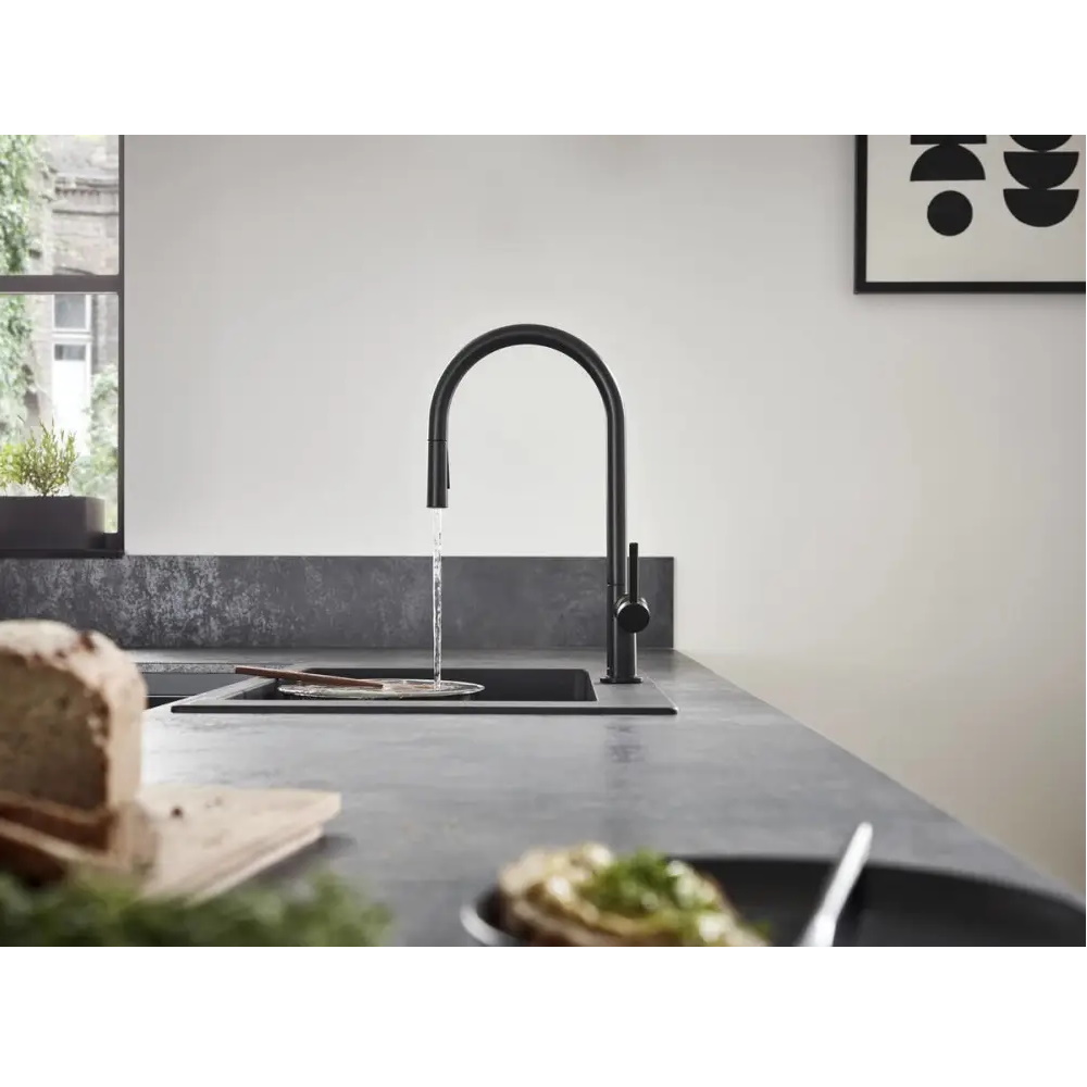 Смеситель для кухни Hansgrohe Talis M54 210 с вытяжным душем черный матовый- Фото 4