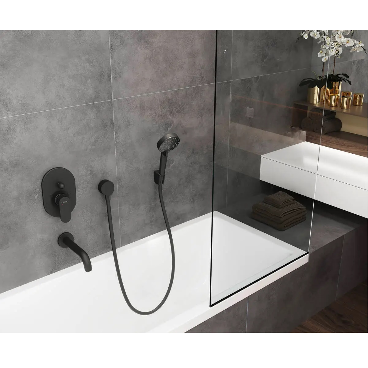 Смеситель для ванны Hansgrohe Vernis Blend без скрытой части черный матовый- Фото 3