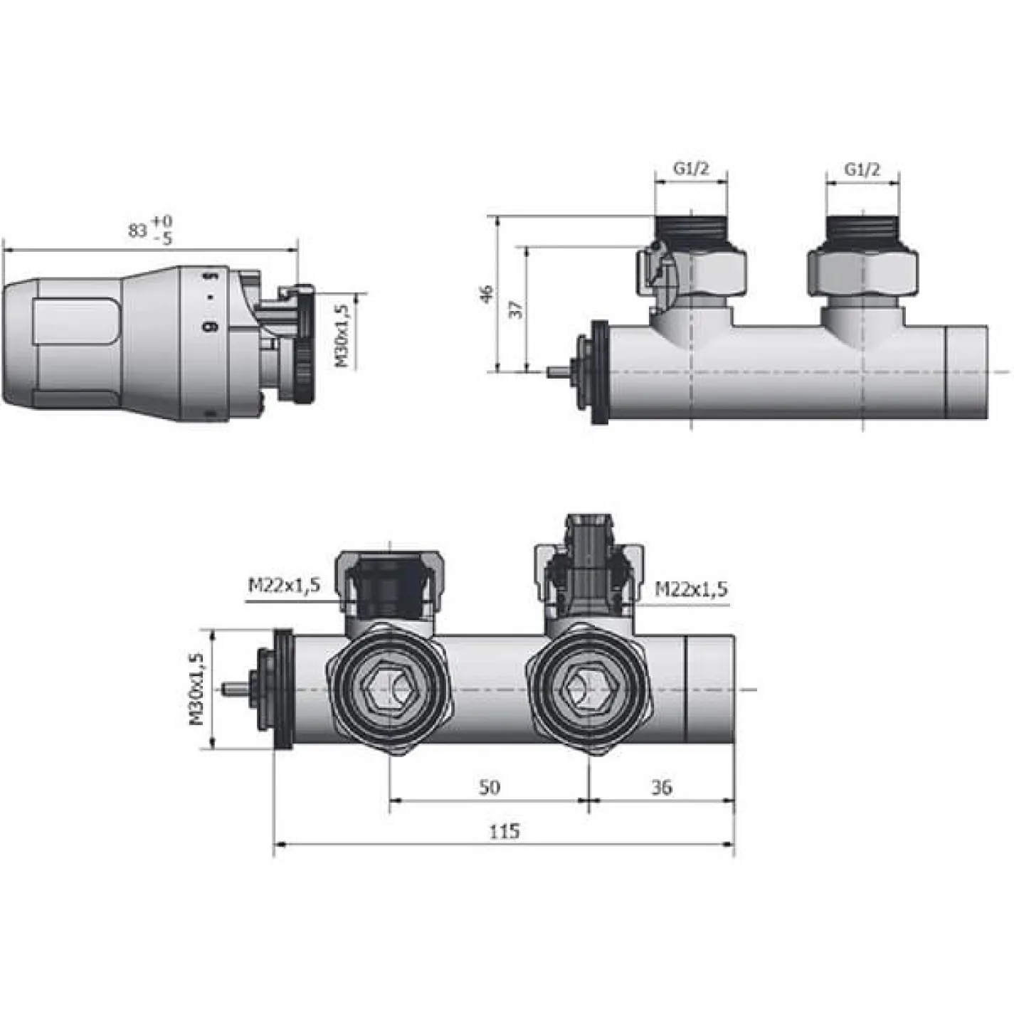 Комплект радиаторный HeatBase Duo-Plex 3/4x15 мм 2 шт. левый (HB02KLC-R90051) - Фото 4