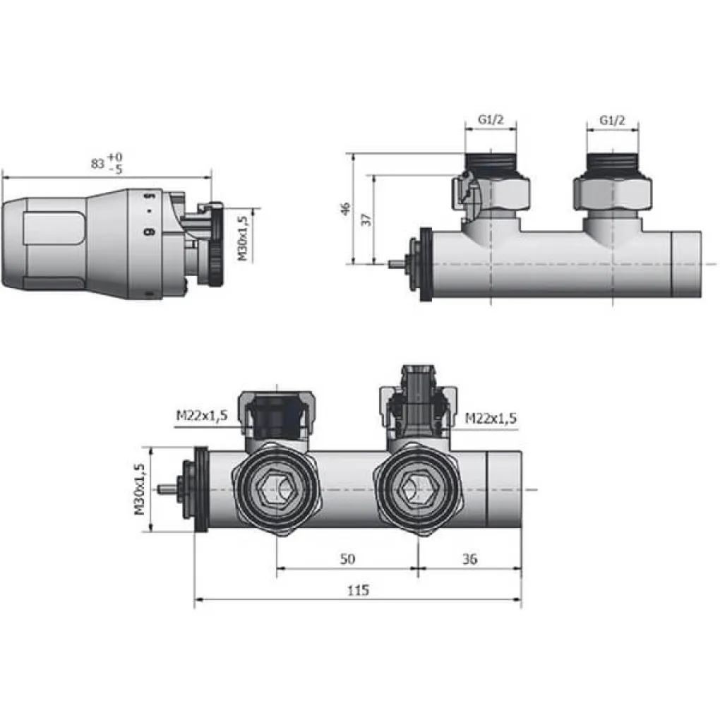 Комплект радиаторный HeatBase Duo-Plex 3/4x15 мм 2 шт. левый (HB02KLC-R90051)- Фото 5