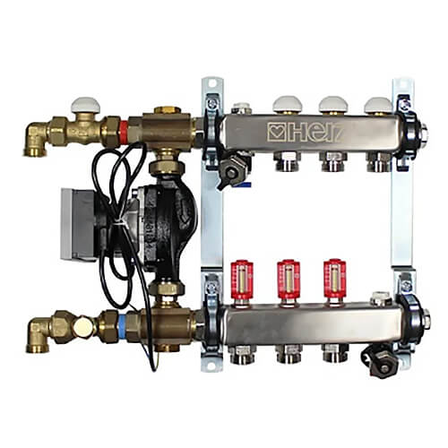 Модуль регулирования для напольного отопления Herz COMPACTFLOOR Light SK, 5 отводов (без насоса DN15) (3F53375)