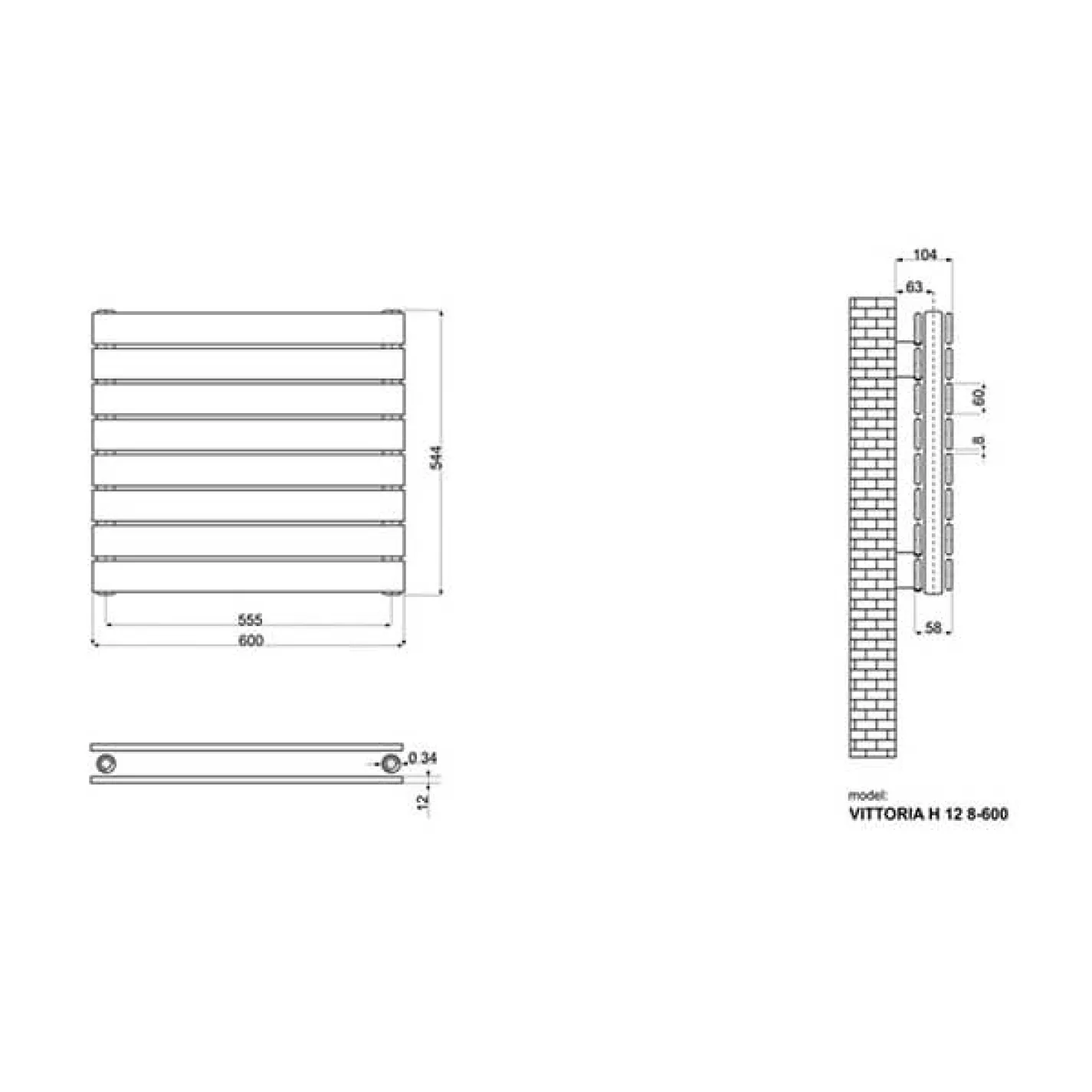 Трубчастый радиатор Ideale Vittoria H 2 колонны 8 секций 544x600 - Фото 1