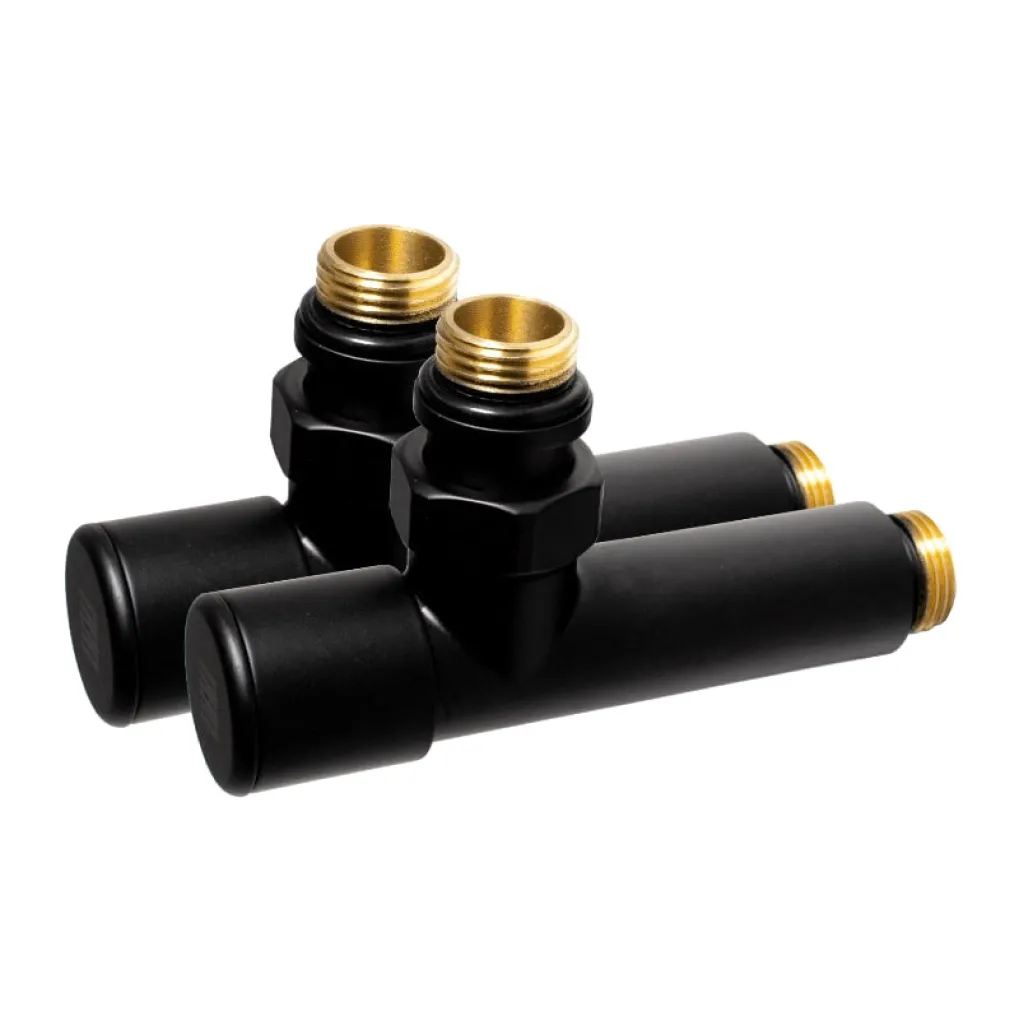 Комплект радіаторних кранів кутових Ideale Dante 1/2x1/2 чорний (21083)- Фото 2
