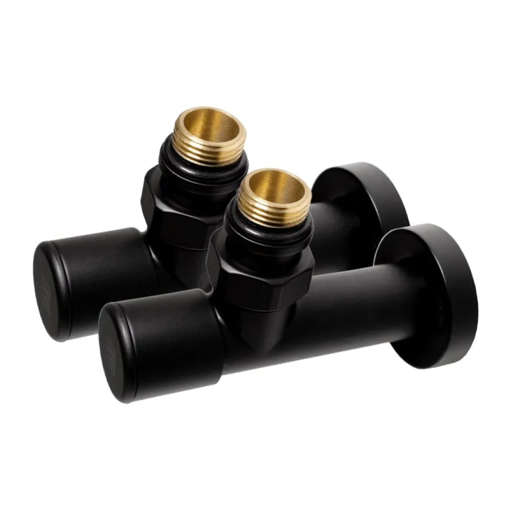 Комплект радіаторних кранів кутових Ideale Dante 1/2x1/2 чорний (21083)- Фото 1