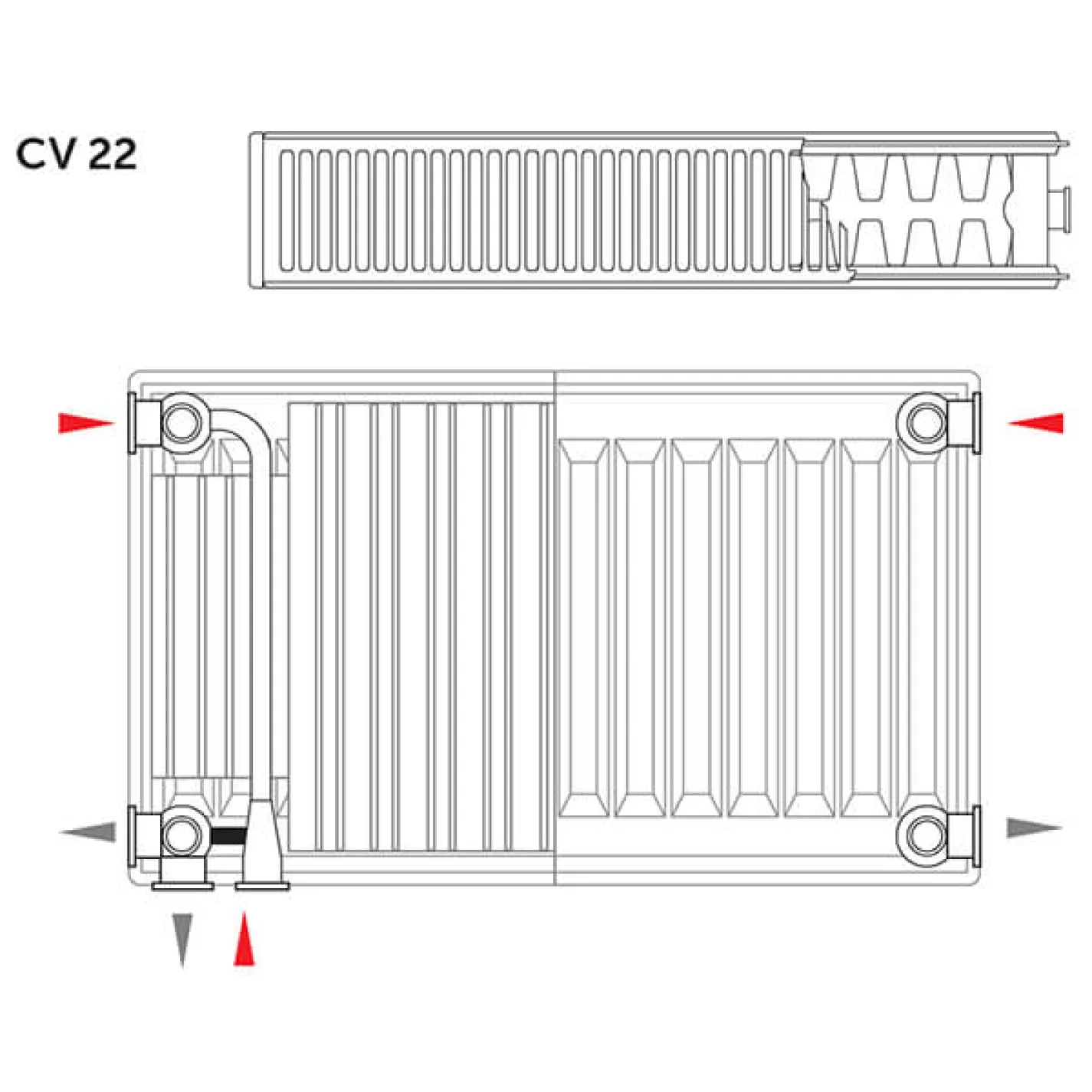 Радиатор стальной IDMAR Ventil Compact 22 500x700 нижнее подключение - Фото 1