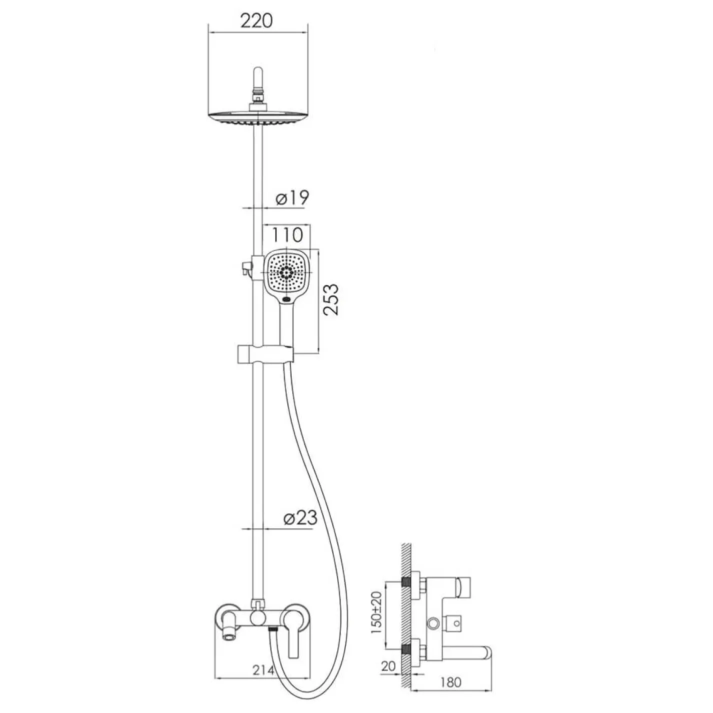 Душова система Imprese Kucera чорний матовий (t030B03410SR) - Фото 1