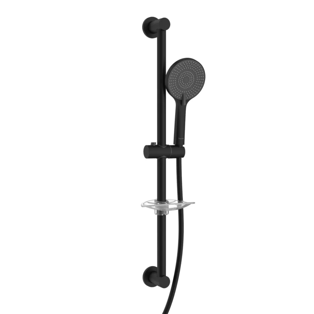 Гарнітур душовий Imprese з лійкою SPR144, штангою, шлангом та мильницею, чорний- Фото 1
