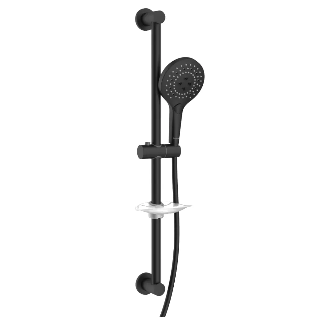 Гарнітур душовий Imprese з лійкою SPR370, штангою, шлангом та мильницею, чорний- Фото 1