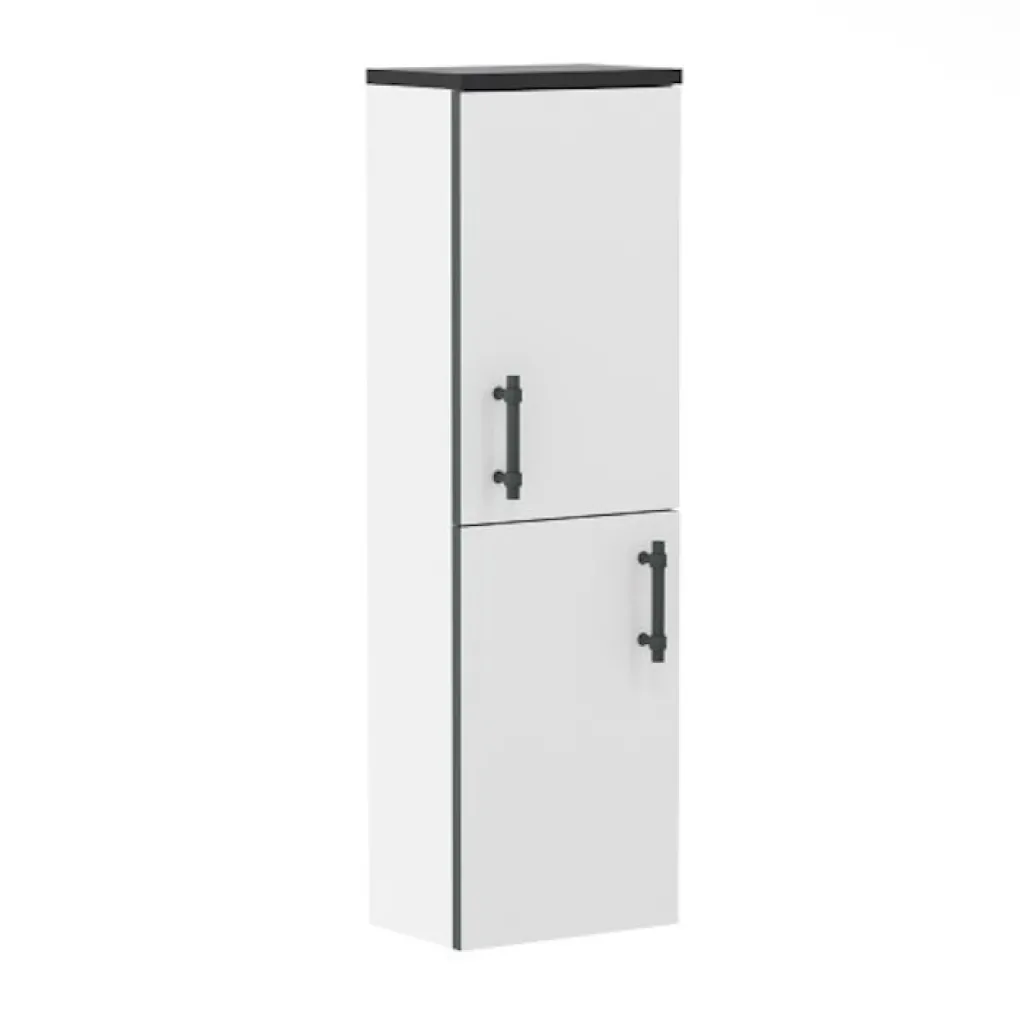 Комплект мебели Imprese Black Edge 90 см: тумба + умывальник + пенал, белый матовый (f32119W(3))- Фото 4