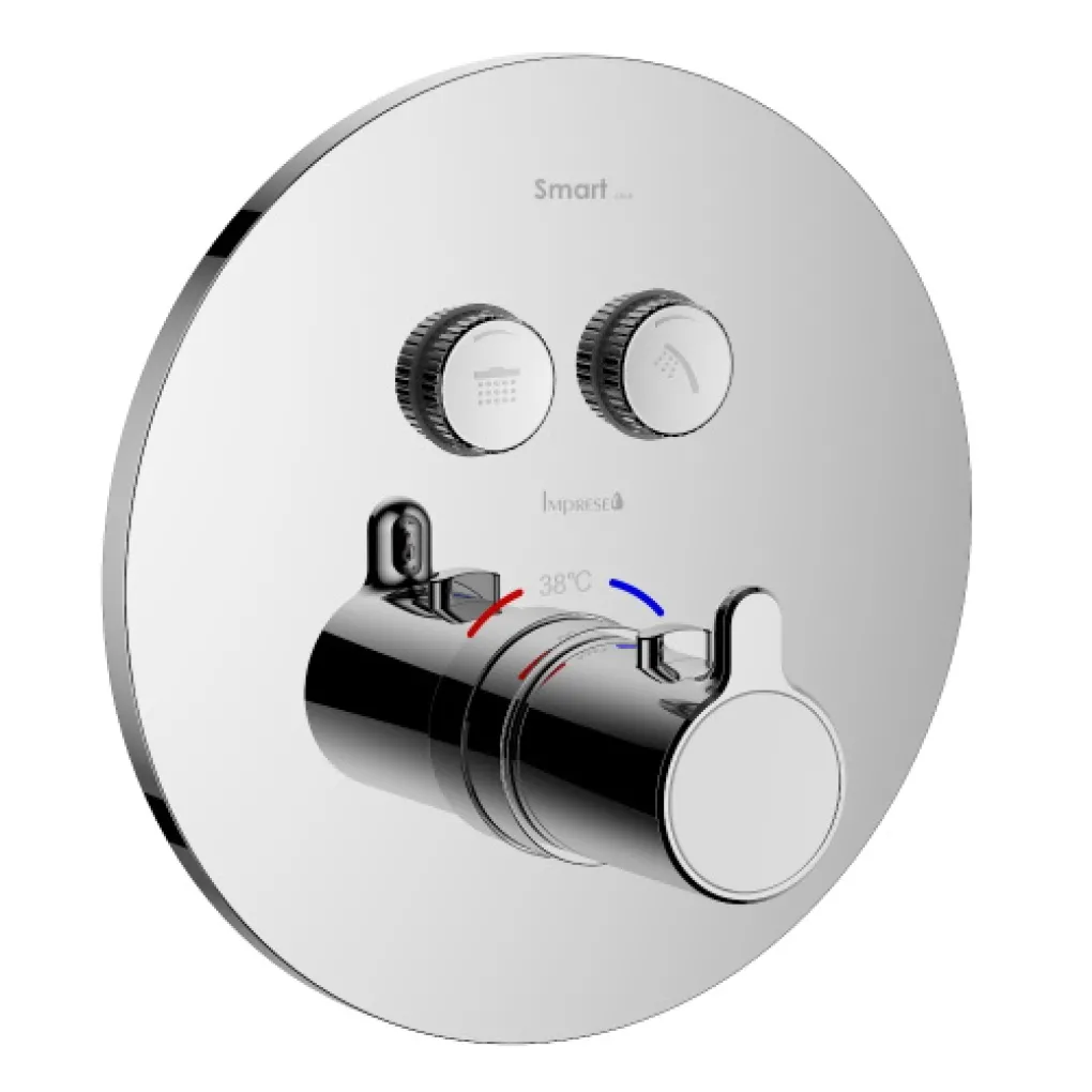 Змішувач для душу Imprese Smart Click круглий, термостат хром- Фото 1