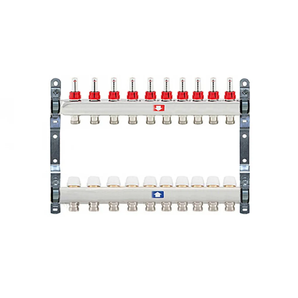 Коллектор для теплого пола Itap 1x3/4 на 10 выходов с расходомерами (9170010010034C)
