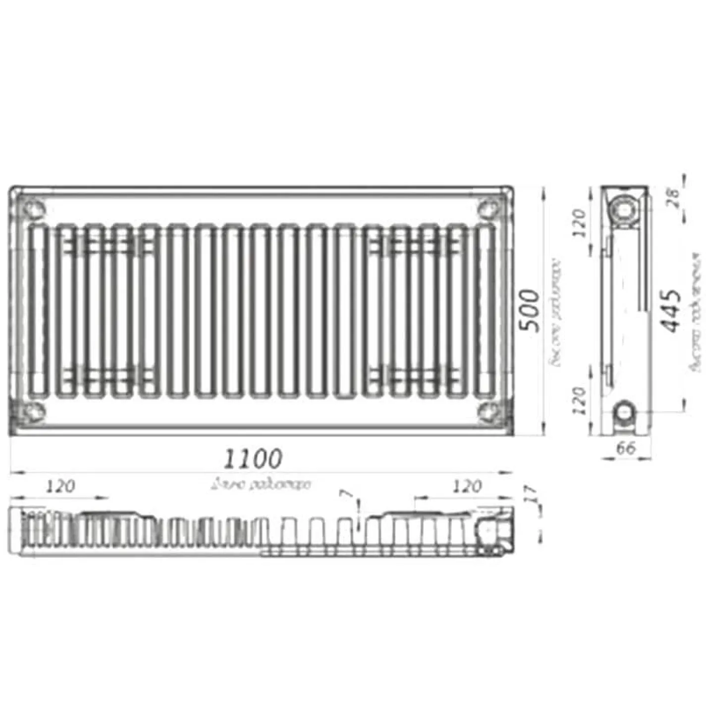 Радиатор стальной панельный Kalite 11 бок 500х1100 - Фото 1