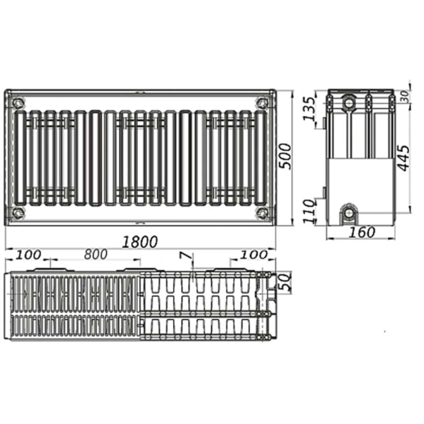 Радиатор стальной панельный Kalite 33 бок 500х1800 - Фото 1