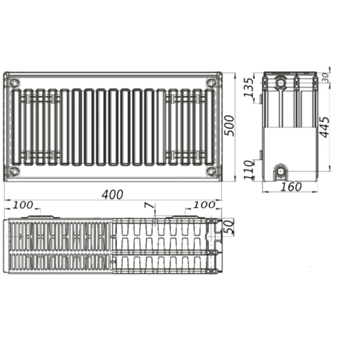 Радиатор стальной панельный Kalite 33 бок 500х400 - Фото 1