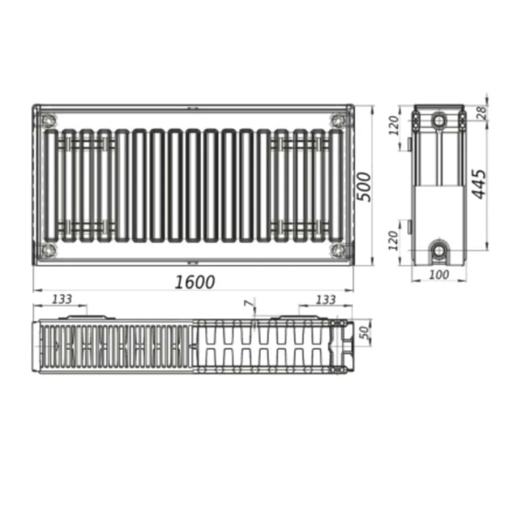 Радиатор стальной панельный Kalite 22 низ/справа 500x1600 (без Inner)- Фото 2