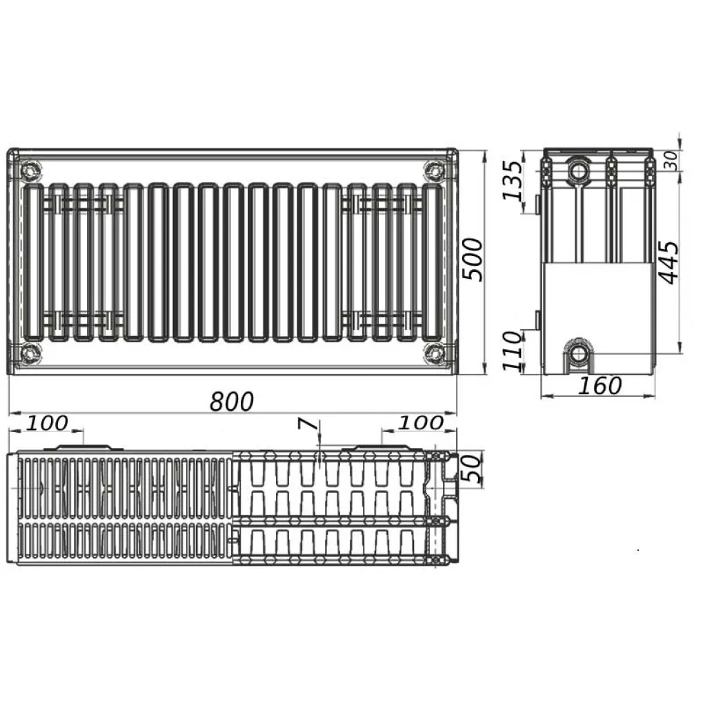 Радиатор стальной панельный Kalite 33 бок 500х800- Фото 2