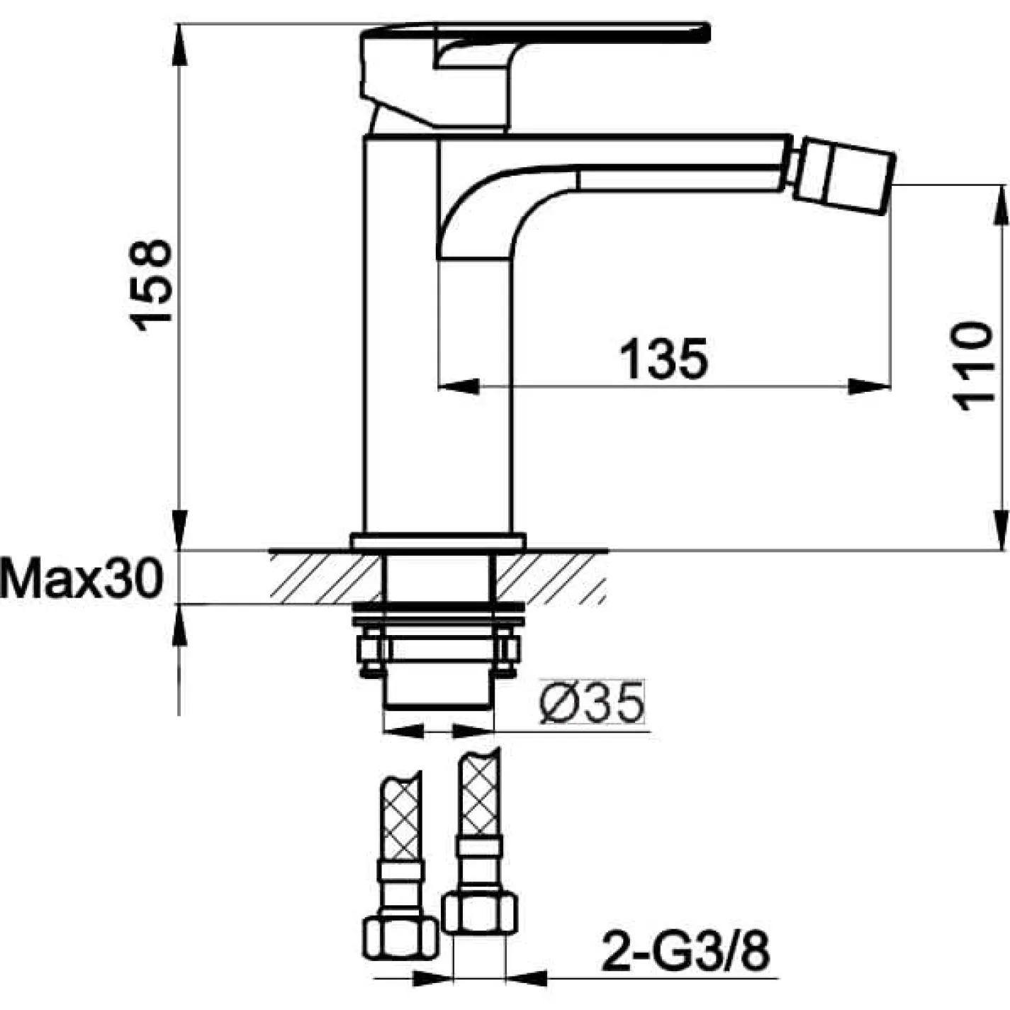 Змішувач для біде Kohlman Texen Chrome QB130T - Фото 2