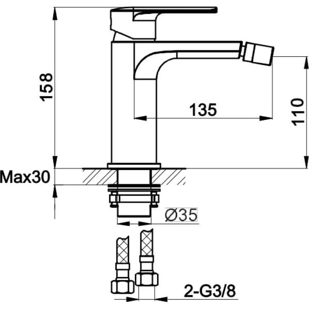Змішувач для біде Kohlman Texen Chrome QB130T- Фото 3