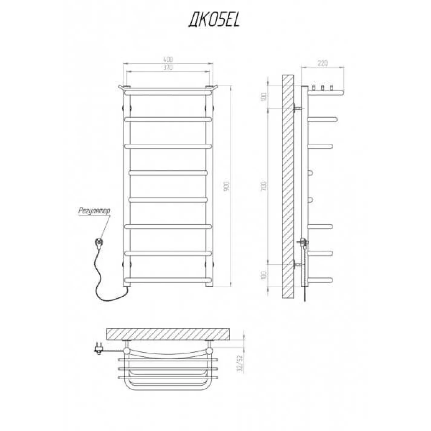 Електрична рушникосушка Kosser Канна 400x900 Л - Фото 1