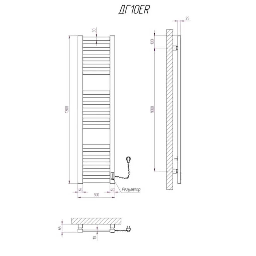 Електрична рушникосушка Kosser Драбинка Герда 1200х300/18 ER таймер чорний (ДГ10ER)- Фото 3