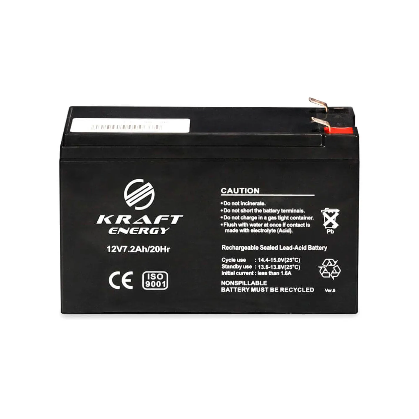 Акумуляторна батарея свинцево-кислотна Kraft 12В 7.2Аг 12V7.2Ah/20Hr AGM - Фото 1