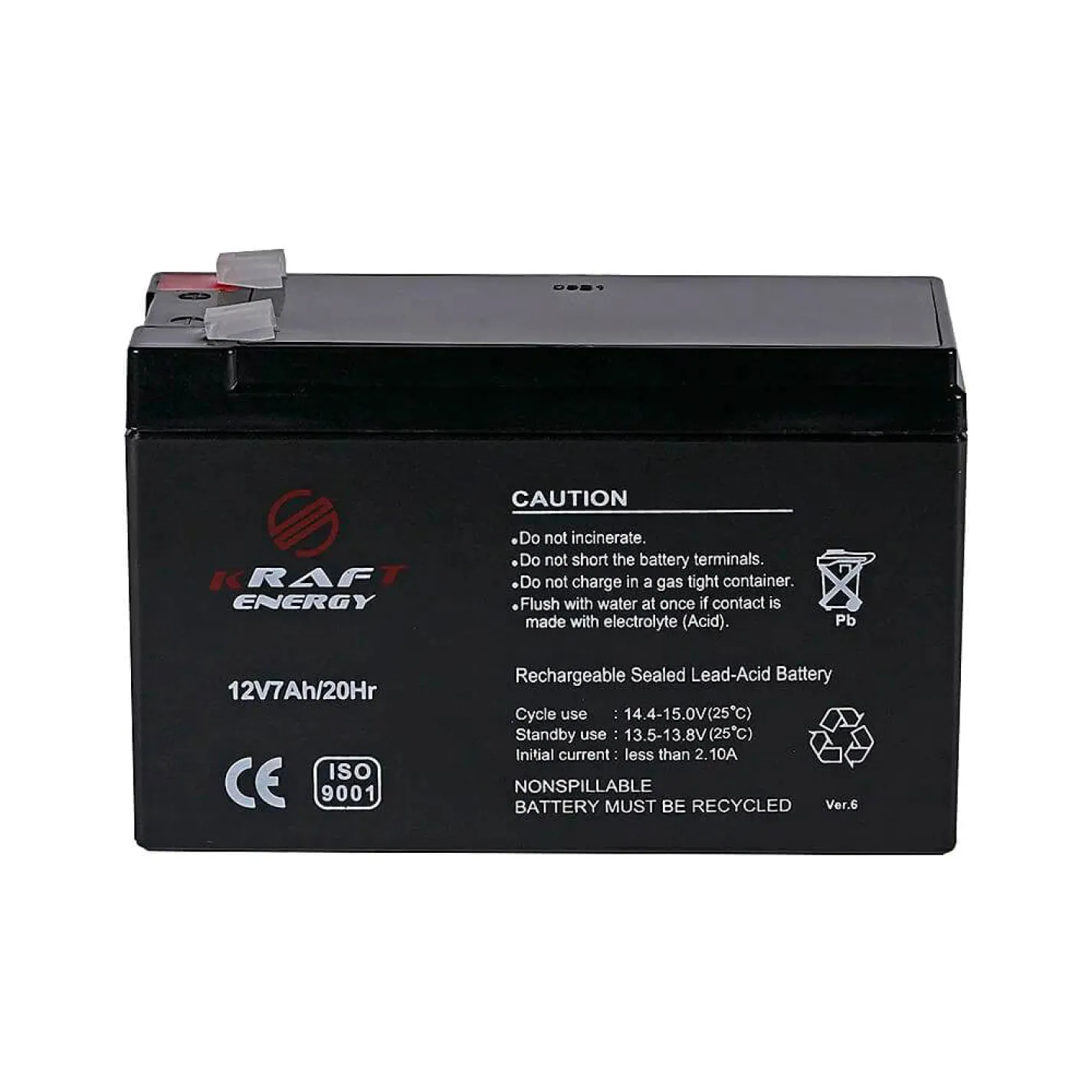 Акумуляторна батарея свинцево-кислотна Kraft 12В 7Аг 12V7Ah/20Hr F2 AGM - Фото 1