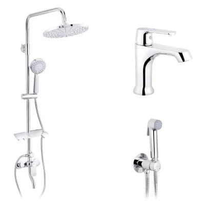 Набор 3 в 1 Kroner душевая система Armada-C064K + смеситель Armada-C010 + смеситель Bidet-C082