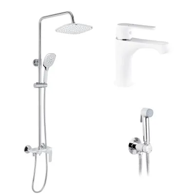 Набір 3 в 1 Kroner душова система Armada-W063 + змішувач Armada-W010 + змішувач Bidet-C082