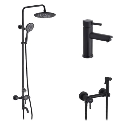 Набор 3 в 1 Kroner душевая система Edelstahl Klassisch-SCH063 + смеситель Edelstahl Klassisch-SCH010 + смеситель Edelstahl Klassisch-SCH052