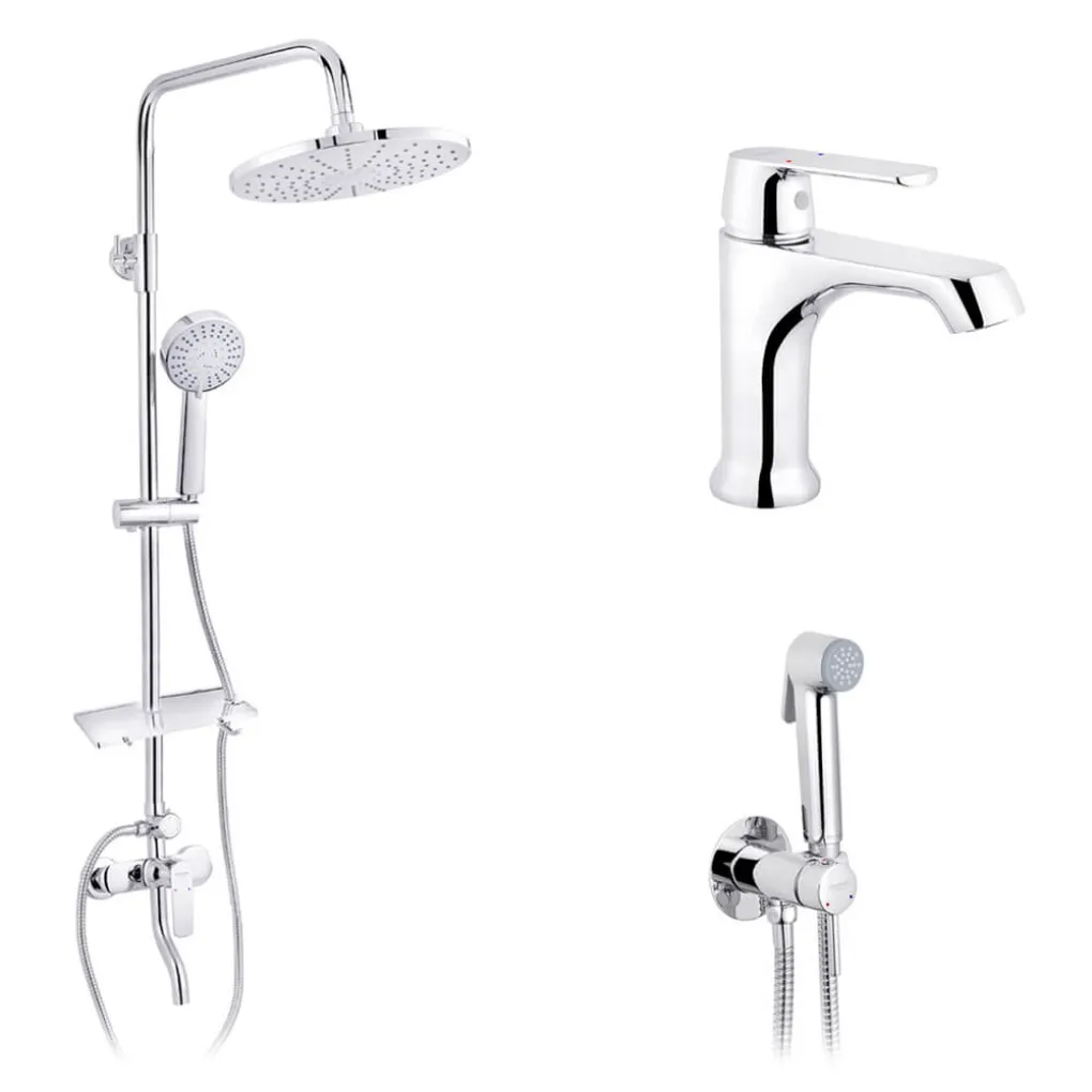 Набір 3 в 1 Kroner душова система Armada-C064K + змішувач Armada-C010 + змішувач Bidet-C082- Фото 1