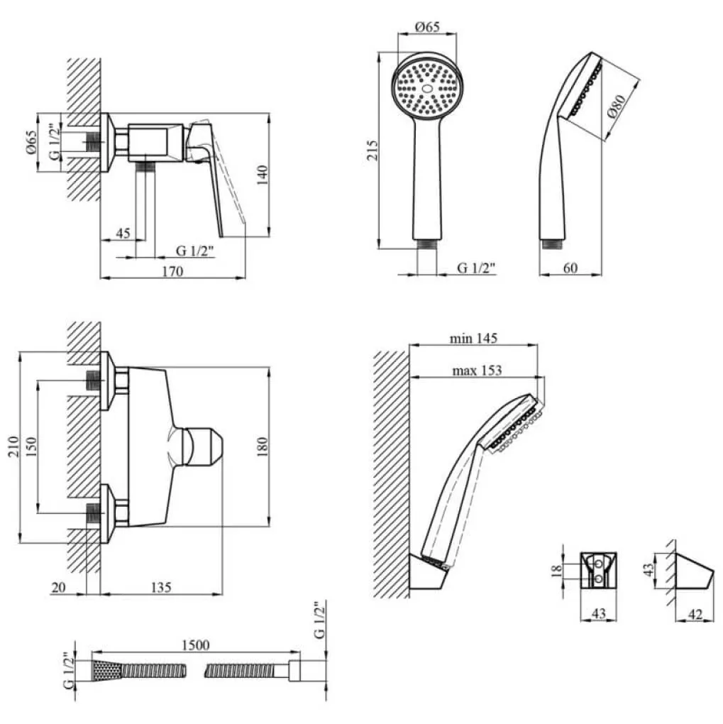 Смеситель для душа Kroner KRM Odra - C050- Фото 4