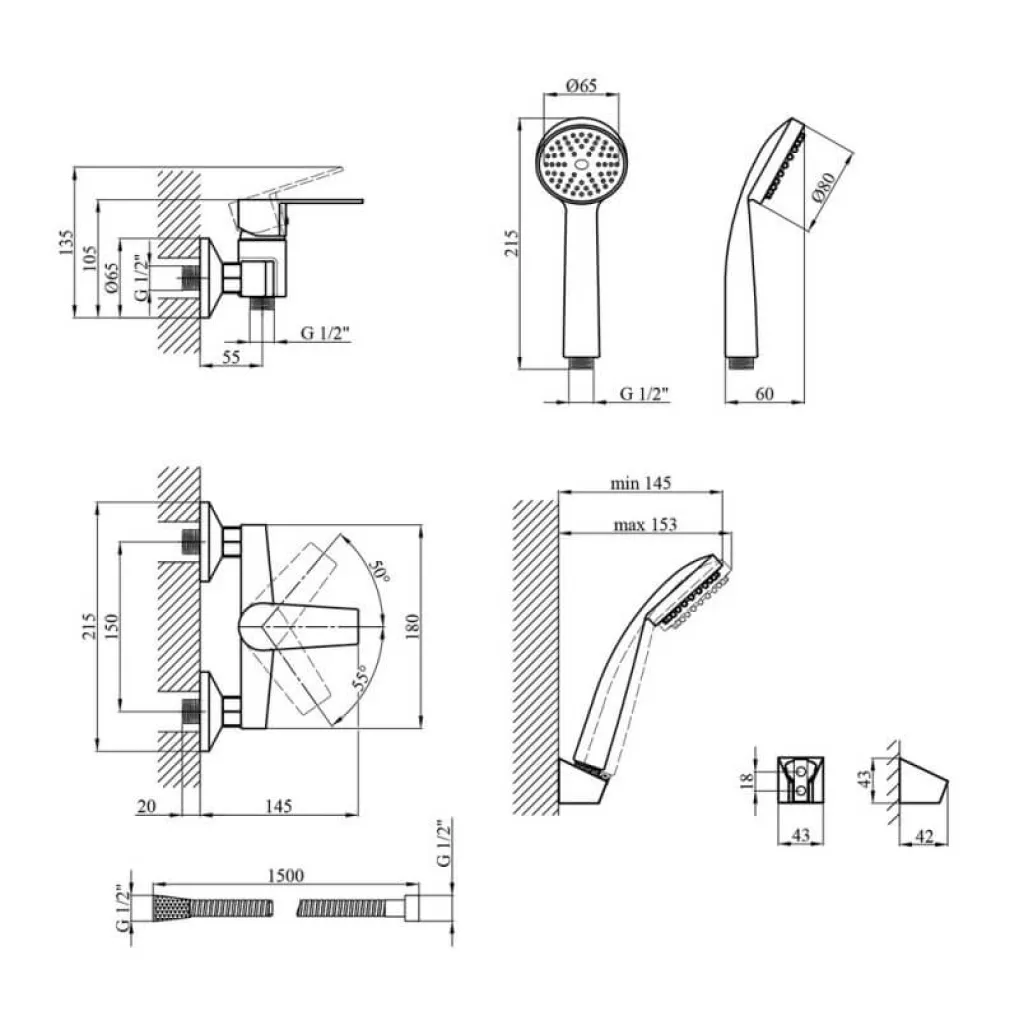 Смеситель для душа Kroner KRM Oker - C050- Фото 4