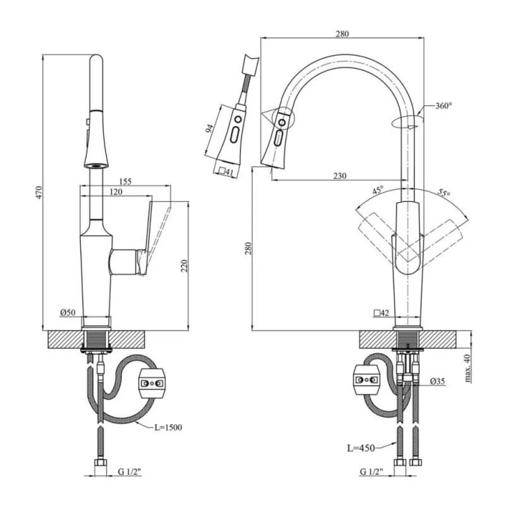 Смеситель для кухни Kroner KRP Makon - GRP030-T- Фото 4