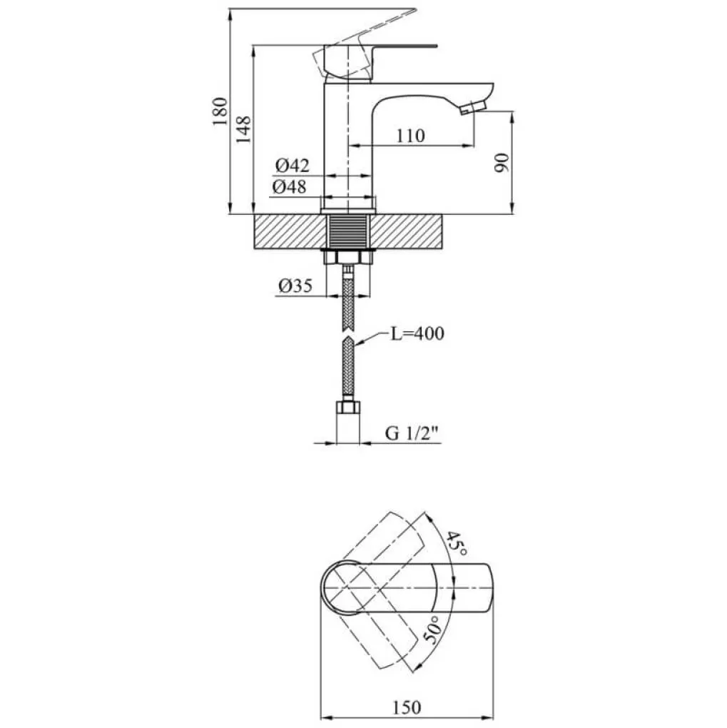 Смеситель для раковины Kroner KRM Main - C010- Фото 4