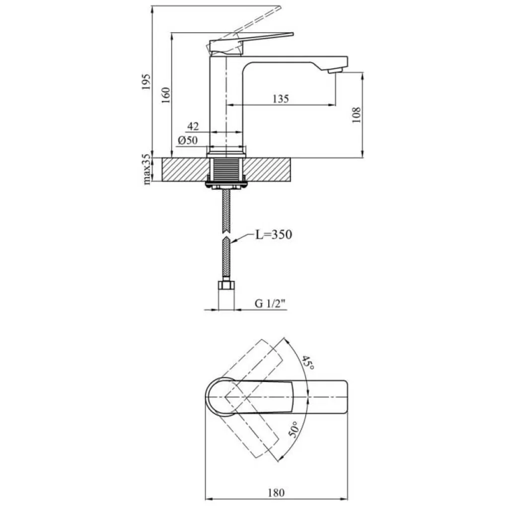 Смеситель для раковины Kroner KRP Makon - GRP010- Фото 2